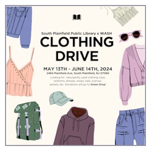 image tile CLOTHING DRIVE, May 13 - June 14, WASH is collecting new and gently used clothing