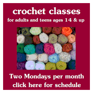 image tile LEARN TO CROCHET (ages 14 and up) - Mondays, May 5 & 19 at 6:15 PM, registration is not required