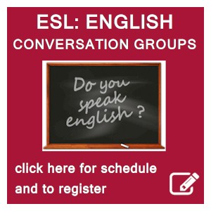 image tile English Conversation Groups, click here for schedule and to register