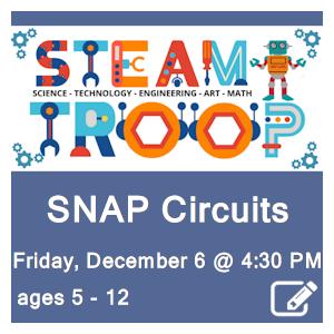 image tile STEAM TROOP (all ages) - Monday, May 6 at 3:30 PM, registration is not required.